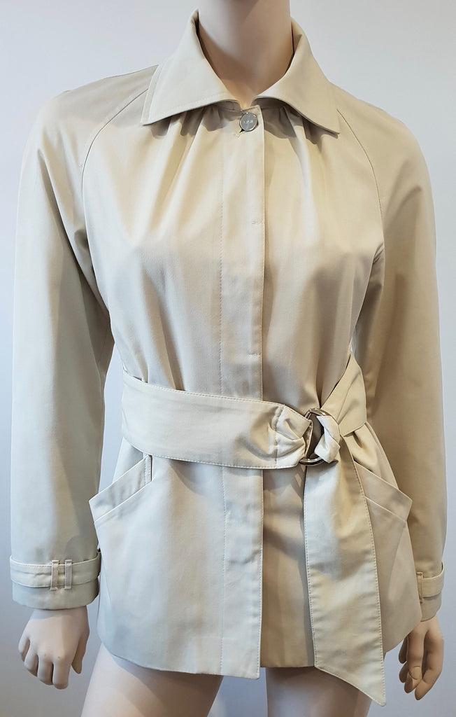 BARBARA BUI Beige Cotton Blend Collared Belted Long Sleeve Lined Jacket 38 UK10