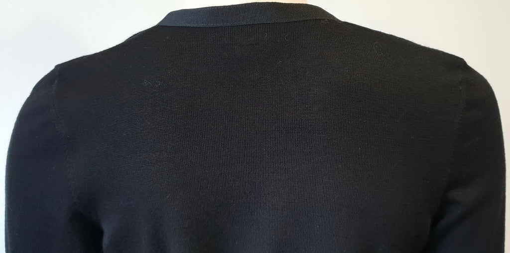 ANNE VALERIE HASH POUR CARTIER Black Wool Ribbon Trim Long Sleeve Cardigan M