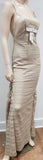 PAULE KA Beige Cotton Blend Lace Sleeveless Pleated Evening Maxi Dress 38 UK10