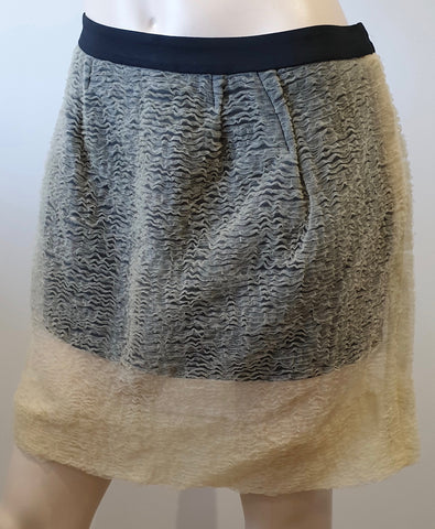JITROIS Beige Brown Black Ribbed Front Python Panel Bodycon Short Mini Skirt UK8