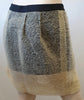 BALENCIAGA PARIS Sheer Cream Textured Black Lined Mini Skirt FR40 UK12 BNWT