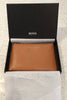 BOSS HUGO BOSS Tan Leather Gold Tone Zipper Small Coin Purse - New With Box