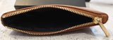 BOSS HUGO BOSS Tan Leather Gold Tone Zipper Small Coin Purse - New With Box