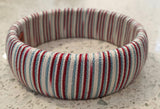 MISSONI Women's Red White & Blue Embroidered Stripe Fabric Bangle Bracelet