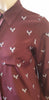 TIBI NEW YORK Burgundy Silk Bird Print Collared Long Sleeve Blouse Shirt Top UK8