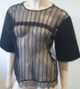 SCHUMACHER Black Silk Blend Sheer Mesh & Lace Short Sleeve Blouse Top 4; L
