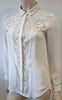 THE KOOPLES Off White Cream Collared Lace Insert Long Sleeve Blouse Shirt Top XS