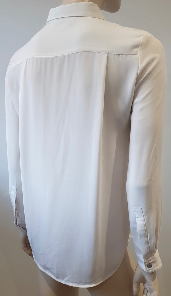 THE KOOPLES Off White Cream Collared Lace Insert Long Sleeve Blouse Shirt Top XS