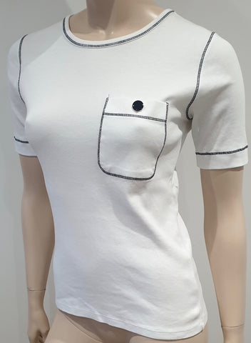 LNA Blue Cotton Cut Out V Neckline Short Length Sleeve T-Shirt Tee Top L