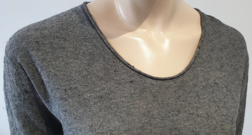 T ALEXANDER WANG Grey Wool Silk Blend Bobbled Effect Jumper Sweater Top XS