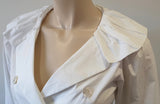 MOSCHINO White Cotton Blend Ruffle Collar Neckline 3/4 Sleeve Blouse Shirt Top