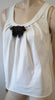 VERA WANG White Cotton Black Organza Diamante Ribbon Sleeveless Blouse Top UK10