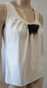 VERA WANG White Cotton Black Organza Diamante Ribbon Sleeveless Blouse Top UK10
