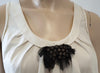 VERA WANG White Cotton Black Organza Diamante Ribbon Sleeveless Blouse Top UK10