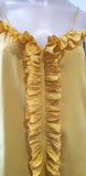 TIBI NEW YORK Yellow Silk V Neckline Ruffle Trim Sleeveless Mini Slip Dress UK8