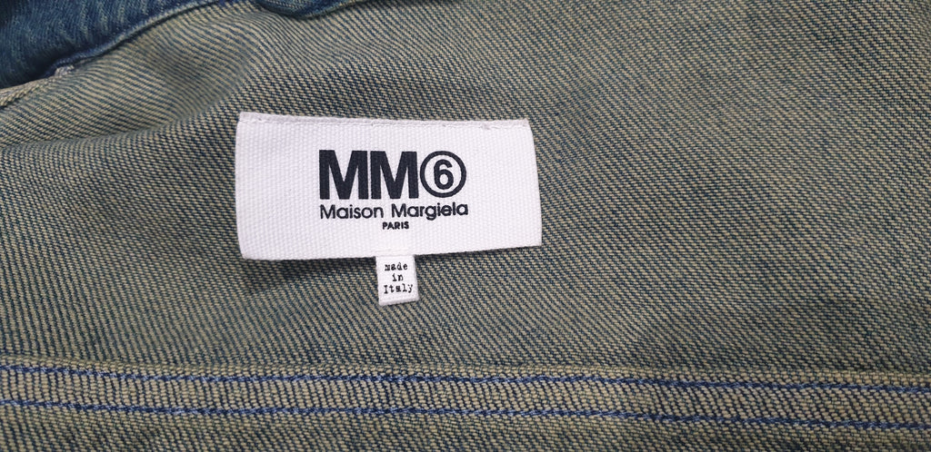 MM6 MAISON MARGIELA Blue Two Tone Cotton Blend 3/4 Sleeve Denim Jacket 42 UK10