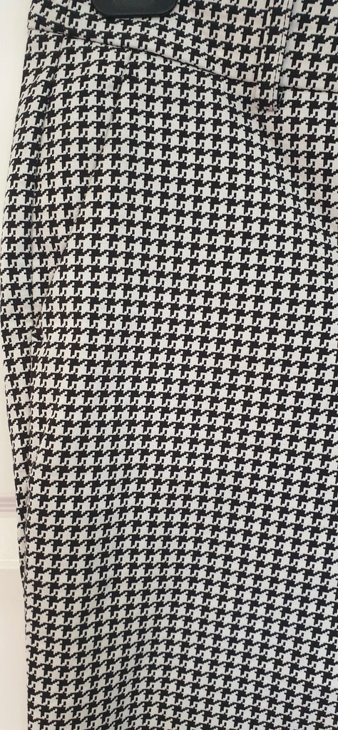 THEORY Black & White Cotton Dogtooth Pattern Crop Capri Tapered Trousers Pants M