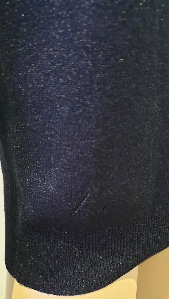 ZADIG & VOLTAIRE DELUXE Midnight Navy KANSY Glitter Open Rear Jumper Sweater M