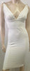 HERVE LEGER White V Neckline Sleeveless Open Back Bandage Bodycon Mini Dress M