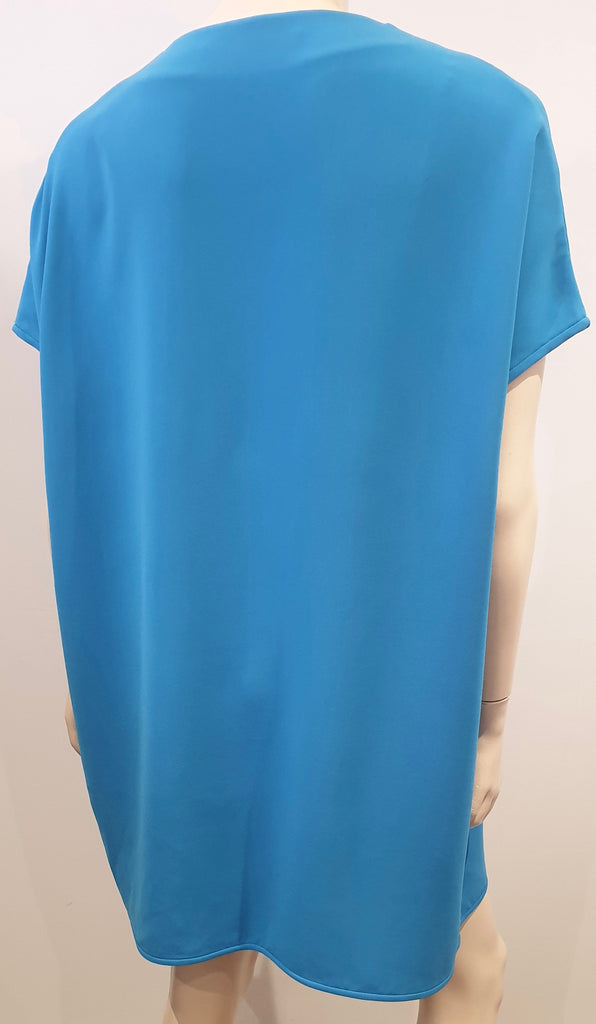 DIANE VON FURSTENBERG Royal Blue KORA V Neck Short Sleeve Tunic Smock Dress