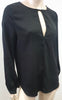 BLAQUE LABEL Womens Black Round Keyhole Neckline Long Sleeve Formal Blouse Top M