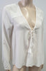 ELIZABETH AND JAMES Winter White Cream Silk Lace Up Front Blouse Shirt Top M