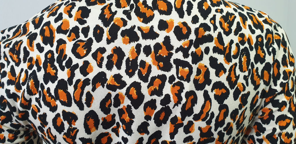 BAUM UND PFERDGARTEN Cream Orange & Black Leopard Print Jersey Top S BNWT
