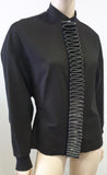 STELLA MCCARTNEY Black Cotton Zipper Detail Front Shirt Blouse Top IT38 UK8