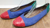BALLY Women's Blue Red Green Suede & Leather Flat Ballerina Pumps Shoes UK7.5