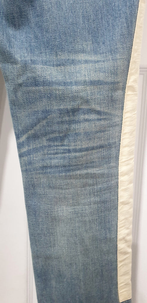 RAG & BONE Pale Blue Cotton Blend Stripe Slim Fit Jeans Trousers Pants Sz:27