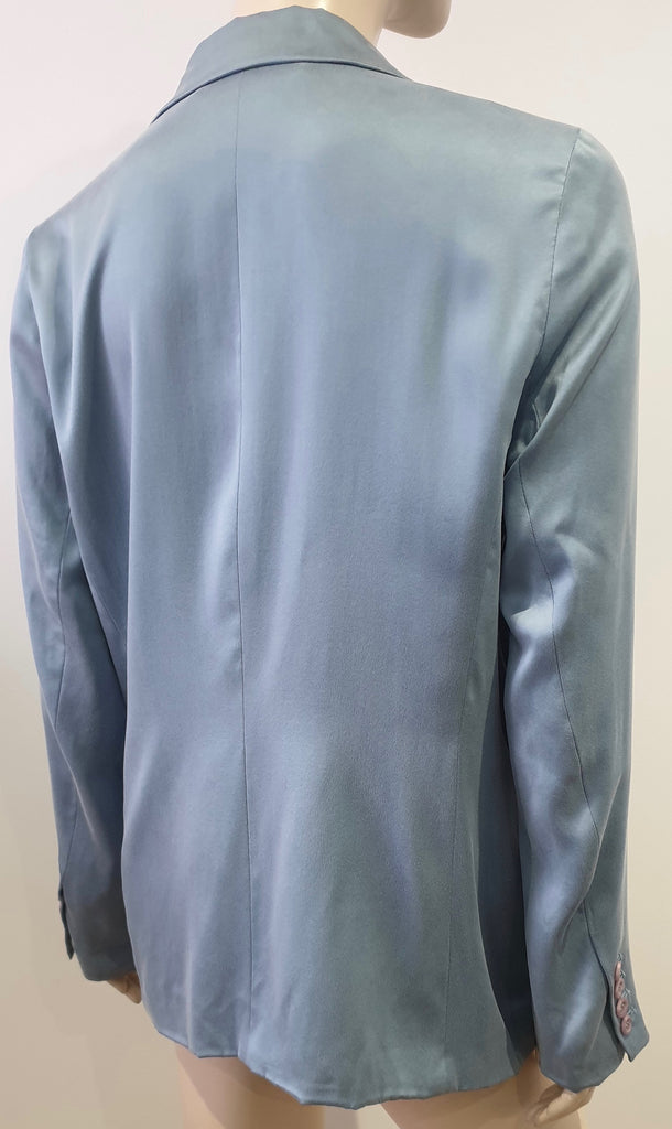 REBECCA TAYLOR Powder Blue Silk Single Breasted Lined Blazer Jacket US10 UK14