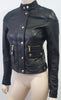 MICHAEL MICHAEL KORS Black Leather Collarless Gold Stud Zipper Biker Jacket XXS