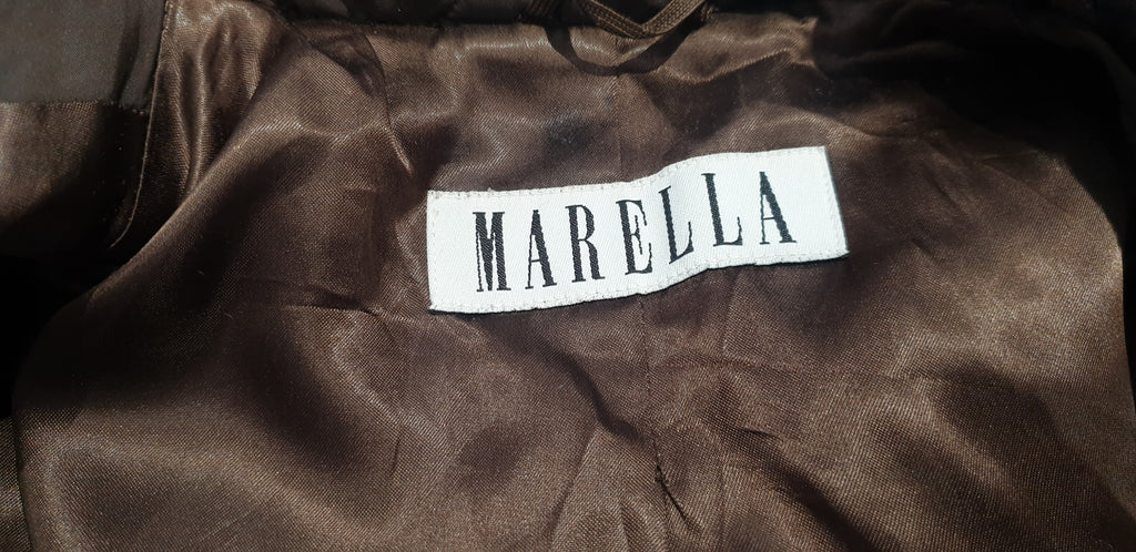 MARELLA Womens Brown Detachable Faux Fur Collar Zip Fastened Quilted Jacket UK12