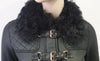 TOPSHOP Black Shearling Sheepskin Collared Buckle Detail Leather Aviator Jacket