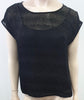 EILEEN FISHER Black Silk Blend Sheer Patterned Short Sleeve Lined Blouse Top S/P