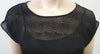 EILEEN FISHER Black Silk Blend Sheer Patterned Short Sleeve Lined Blouse Top S/P