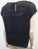 EILEEN FISHER Black Silk Blend Sheer Patterned Short Sleeve Lined Blouse Top S/P