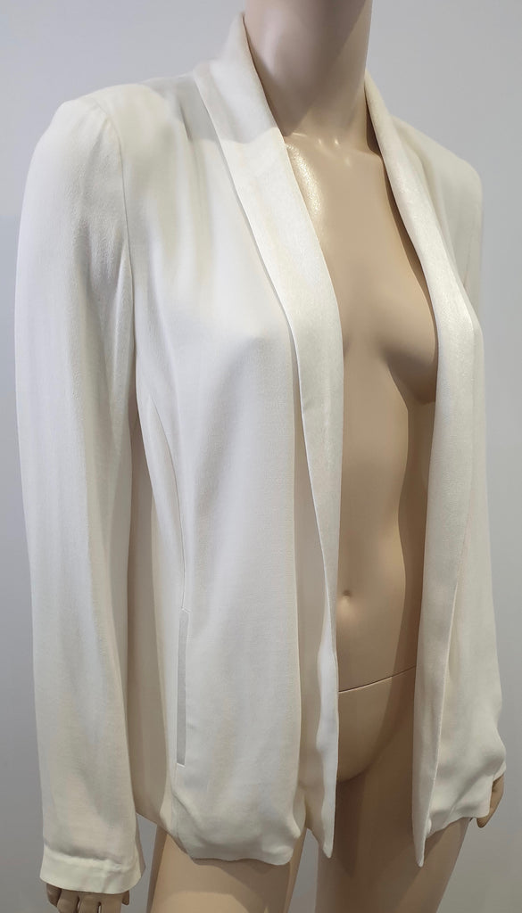 AMERICAN VINTAGE Pearl Cream HOLIESTER Open Front Satin Sheen Trim Jacket M