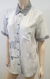 EQUIPMENT FEMME Grey Silk Floral Print Collared Short Sleeve Blouse Shirt Top S