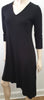 EILEEN FISHER Black Jerseywear V Neck 3/4 Sleeve Asymmetric Hemline Dress XS/TP