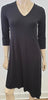 EILEEN FISHER Black Jerseywear V Neck 3/4 Sleeve Asymmetric Hemline Dress XS/TP