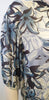 VINCE Cream Navy Black Silk Floral Print Tie Neck 3/4 Sleeve Sheer Tunic Blouse