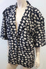 TRUSSARDI Black Cream Silk Geometric Print V Neck Short Sleeve Blazer Jacket 44