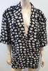 TRUSSARDI Black Cream Silk Geometric Print V Neck Short Sleeve Blazer Jacket 44