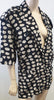 TRUSSARDI Black Cream Silk Geometric Print V Neck Short Sleeve Blazer Jacket 44