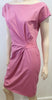 NICOLE FARHI Pink Cotton Scoop Neck Pleat Ribbon Waist Short Sleeve Pencil Dress