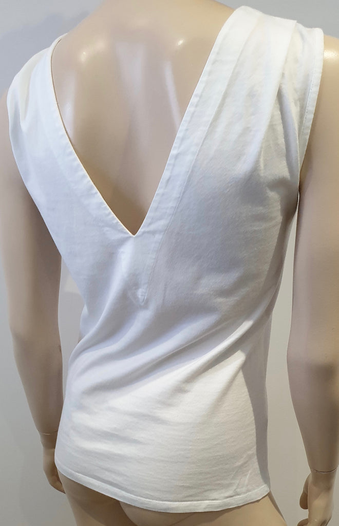 BALENCIAGA T'S White Cotton Printed Round Neck Sleeveless T-Shirt Tee Top XS