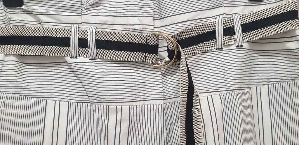 PAUL SMITH White Grey Stripe Cotton Silk Blend Wide Width Trousers Pants 44 NEW!