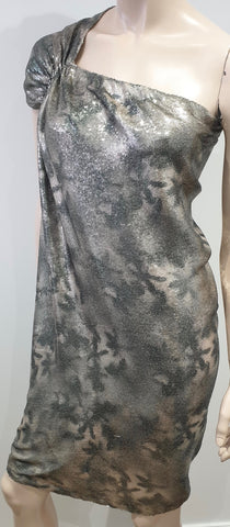 3.1 PHILLIP LIM Charcoal Grey & Cream Silk Animal Print Sleeveless Shift Dress 6