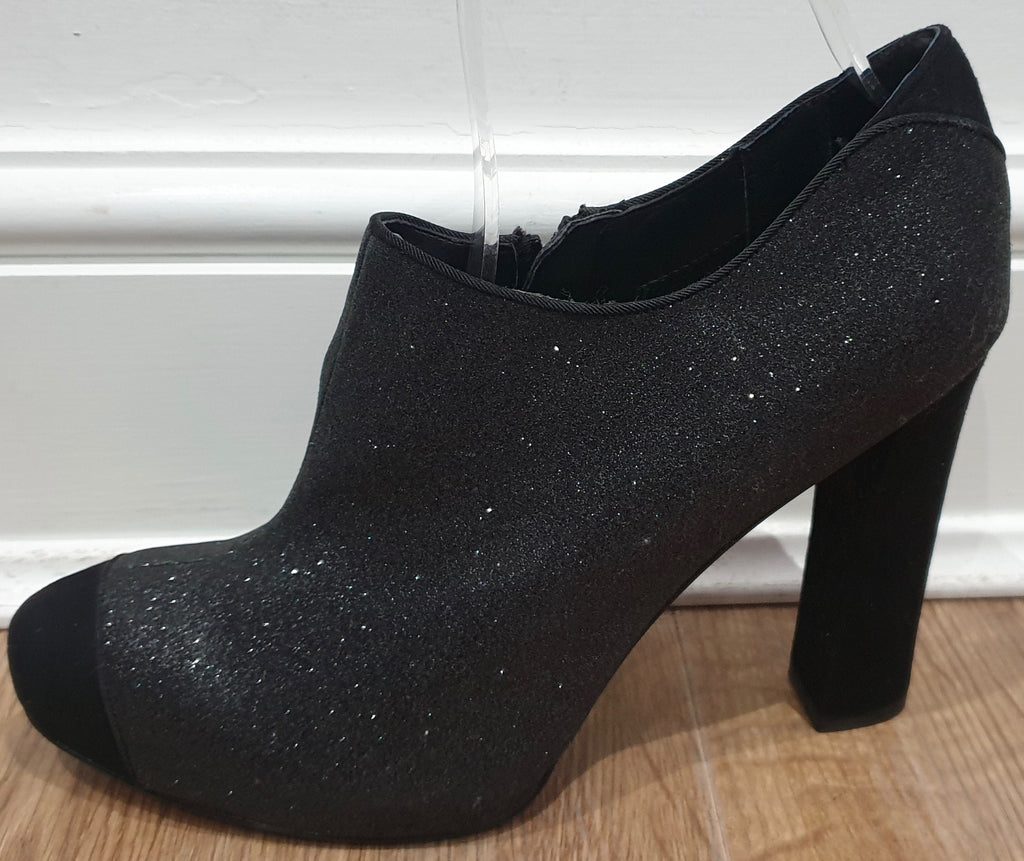 SAM EDELMAN Black & Grey Metallic Fabric Suede Trim Shoe Boots 9M UK7 - NEW!